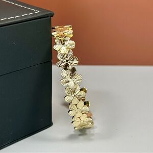 Pretty Bird - Delicate Gold Floral Cuff Bracelet
